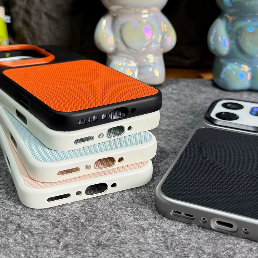 Schutzhülle mit Diamant-Textur aus PU-Leder für OPPO Find X9S Pro und X9 Ultra in Orange Multicolour mit magnetischer kabelloser Ladefunktion und schlankem Design - Bild 3