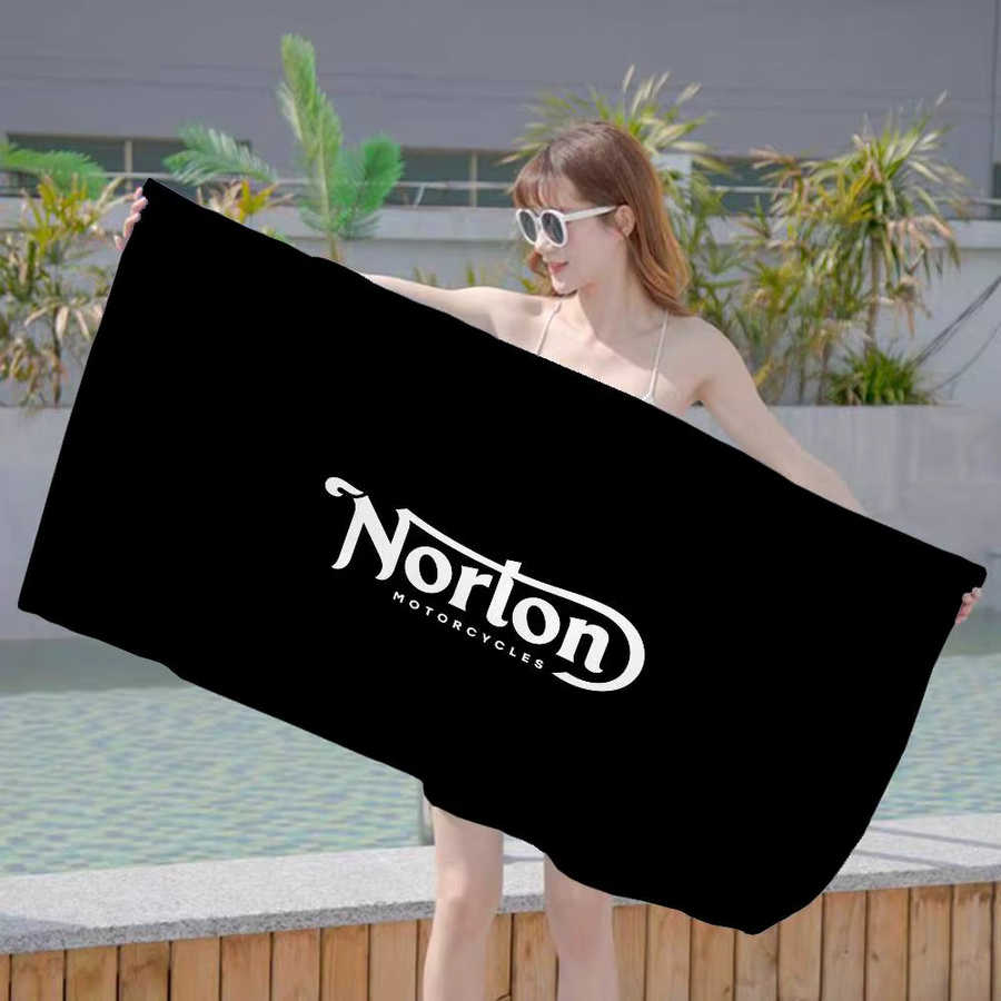 N-NORTONS Mikrofaser Strandtuch für Motorradfahrer, schnelltrocknendes Handtuch in Schwarz, Unisex - Bild 4