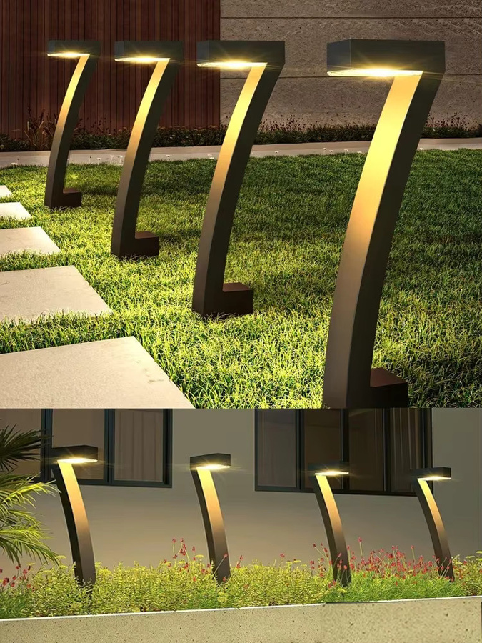 LINYILIGHT Solar-Rasenleuchten LED Gartenbeleuchtung Schwarz Warmweiß - Bild 7