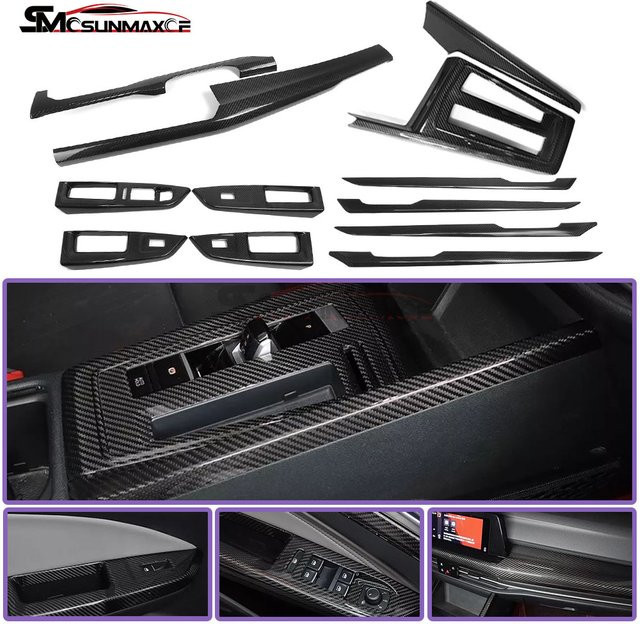 SMCSUNMAXCF Carbonfaser Interieur-Kit für VW Golf 8 MK8 und Golf 8.5 MK8 2020-2026 in Schwarz für Armaturenbrett, Mittelkonsole und Fensterschalterblenden - Bild 1