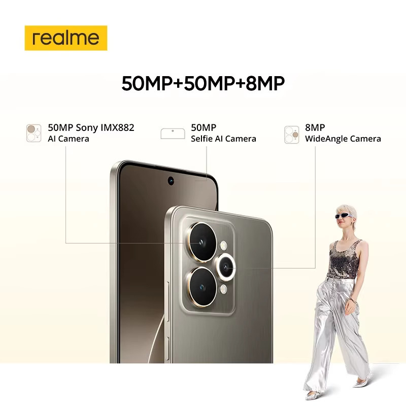 realme 15 5G Smartphone in Grau mit Dimensity 7300+ Prozessor, 6,77 Zoll 144Hz AMOLED-Display, 256 GB Speicher und NFC - Bild 3