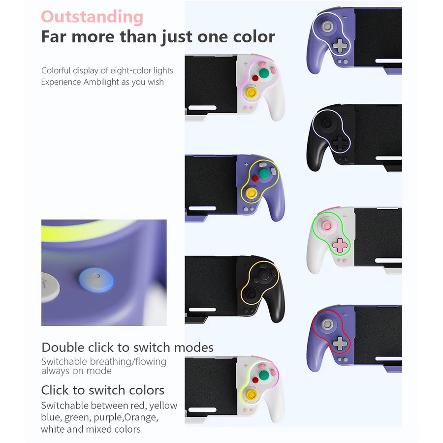 AyeBeau Wired USB Gamepad für Nintendo Switch & OLED, RGB-Beleuchtung, Hall-Effekt Joysticks, Farbe: Weiß - Bild 2