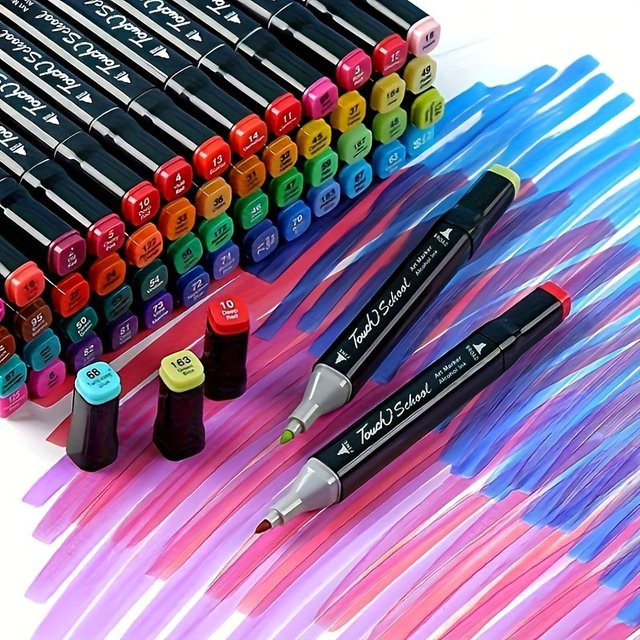 Kissbuty Alkohol Marker Set mit 12 Farben und Dual Brush für Manga und professionelle Zeichnungen - Bild 1