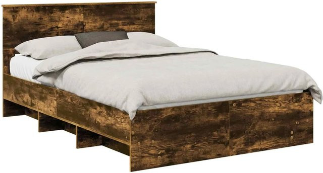 vidaXL Bettrahmen aus Holzwerkstoff in Räuchereiche, Farbe Braun, B/T/H: 160 x 200 x 90 cm - Bild 1