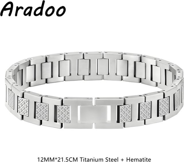 ARADOO Herren-Armband, Titan, Silber, Krokodilmuster, Gliederkette - Bild 1