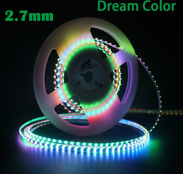 Adressierbarer RGBIC LED-Streifen 2812b SPI mit 160 LEDs, superdünn 2,7 mm, multicolor, DC5V/12V flexibel - Bild 1