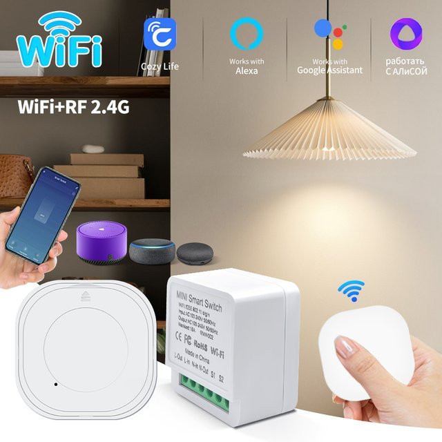 GGBEE Wifi Smart Switch Modul DIY Relais Breaker in Weiß mit Cozylife App Steuerung für Alexa, Google Home und Alice - Bild 1