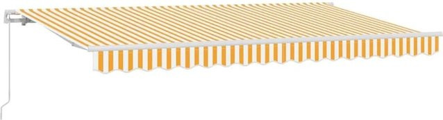 vidaXL Einziehbare Markise Gelb gestreift aus Stoff und Aluminium B/T/H: 400 x 200 x 0 cm - Bild 1