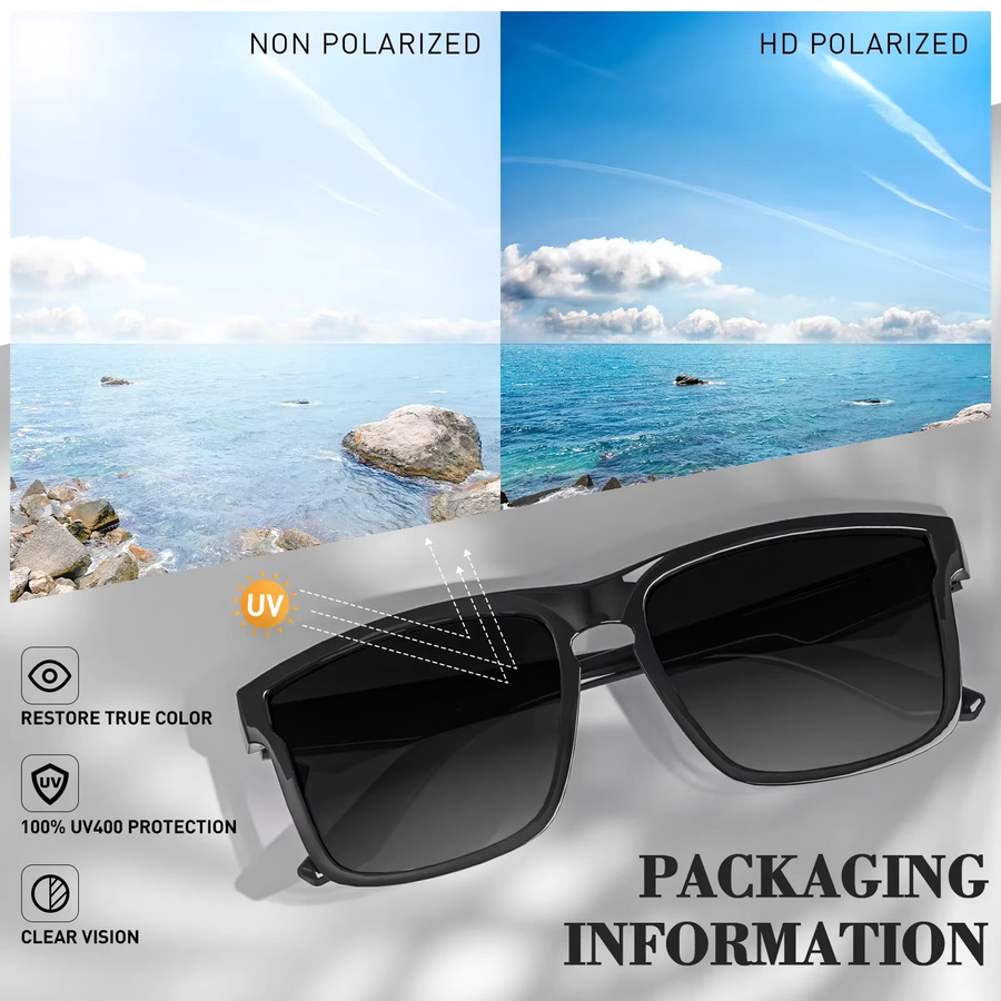 Kapvoe Sportsonnenbrille, Vollrand, Kunststoff, Schwarz, Unisex, polarisiert - Bild 6