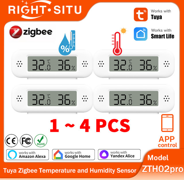 Tuya Zigbee 3.0 Mini Temperatur und Feuchtigkeit Sensor als Smart Home Thermometer und Hygrometer in Weiß für App-Steuerung mit Alexa und Yandex - Bild 1