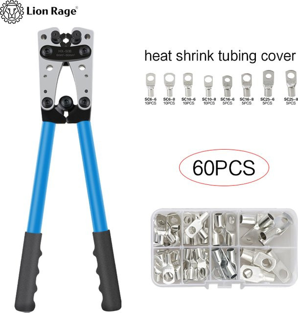 Lion Rage HX-50B Manuelle Crimpzange für Aderendhülsen 6-50mm² / AWG 10-0 Sechskant-Kabelcrimpwerkzeug - Bild 1