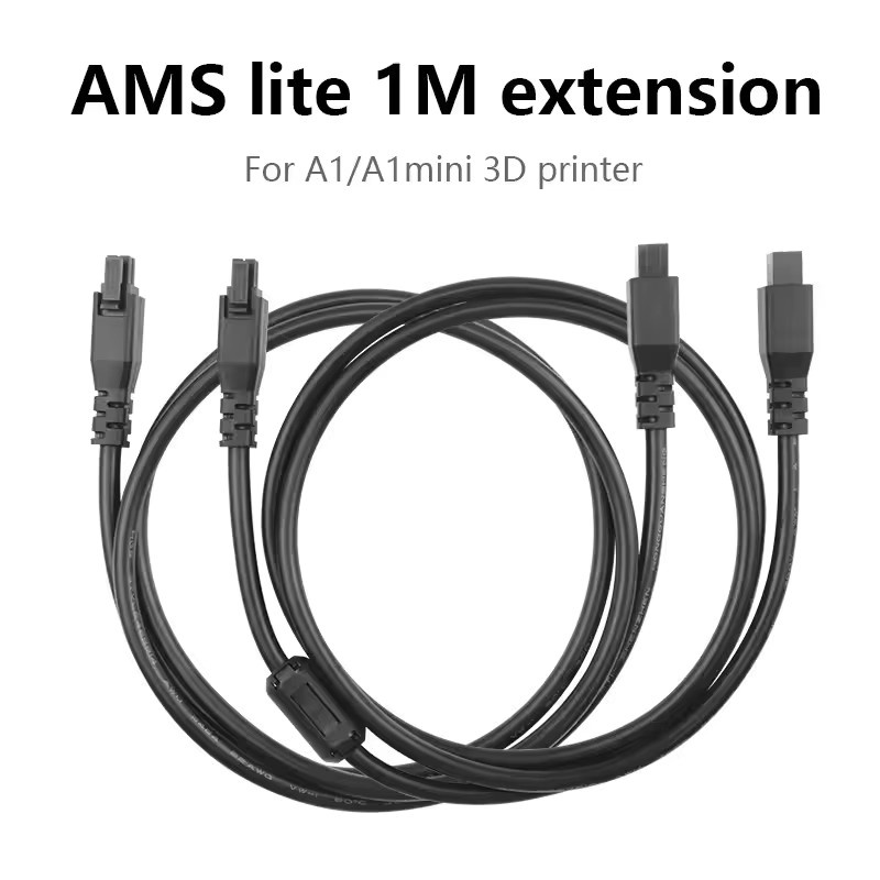 Bambu Lab AMS Lite Verlängerungskabel mit Magnetringfilter für Bambu Lab A1 Mini, 4-Pin-Kabel, Farbe: Schwarz - Bild 3