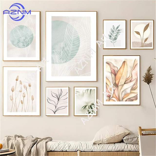 KAYOU Botanisches Poster Vintage Wandkunst mit Blumenmotiven in Weiß und Multicolour - Bild 1