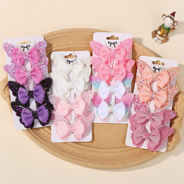 BABY BOWS Haar Clips, Regenbogen Schmetterling, Pailletten, Kinder - Bild 1