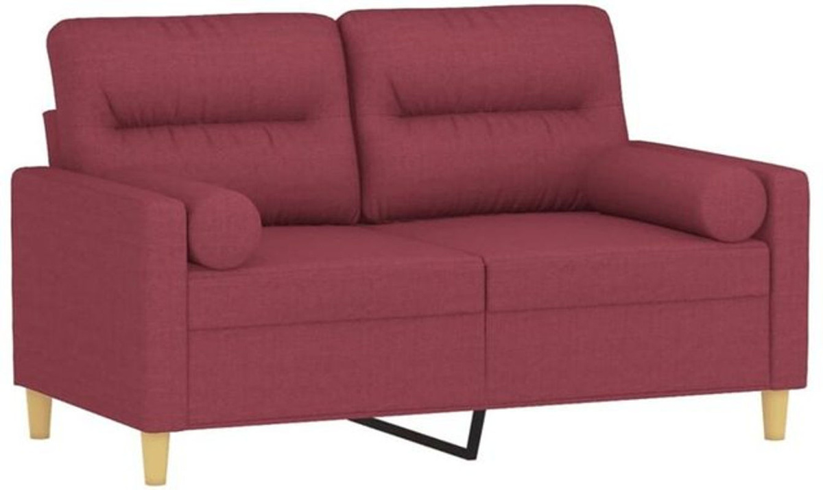 Vidaxl 2-Sitzer-Sofa Modern in Rot mit Zierkissen aus Stoff und Metall, Breite: 120 cm - Bild 1