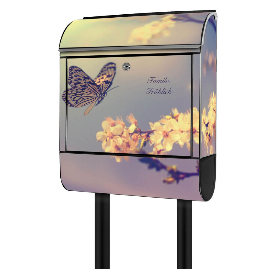 Freistehender Briefkasten von banjado in Schwarz und Multicolour mit Motiv Tag Im Mai, inklusive Zeitungsfach, pulverbeschichtet, B/T/H: 38 x 16 x 161,5 cm - Bild 1