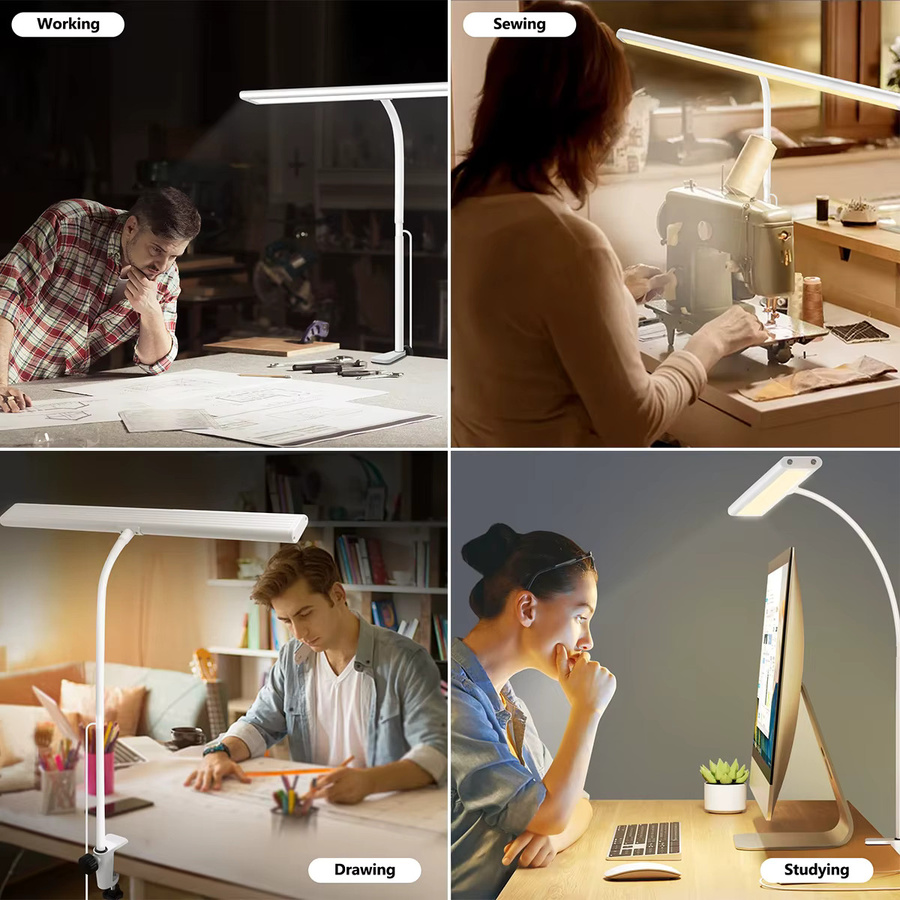 AMARYLLIS LED-Schreibtischlampe in Weiß mit stufenloser Dimmung und flexiblem Schwanenhals für Home Office und Büro - Bild 6