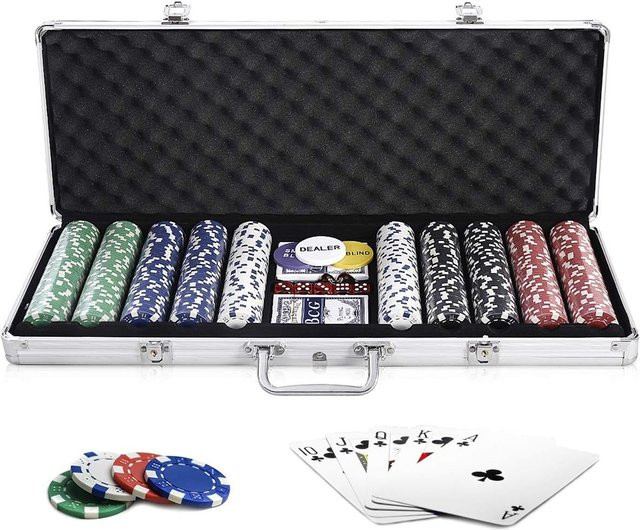 GOFLAME Poker-Set, Poker-Chips, mit Aluminium-Pokerkoffer, 500 Laser-Chips - Bild 1