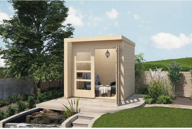 WEKA Gartenhaus 262 aus Massivholz in Braun mit Flachdach und Boden B/H/T: 214 x 218 x 215 cm - Bild 1