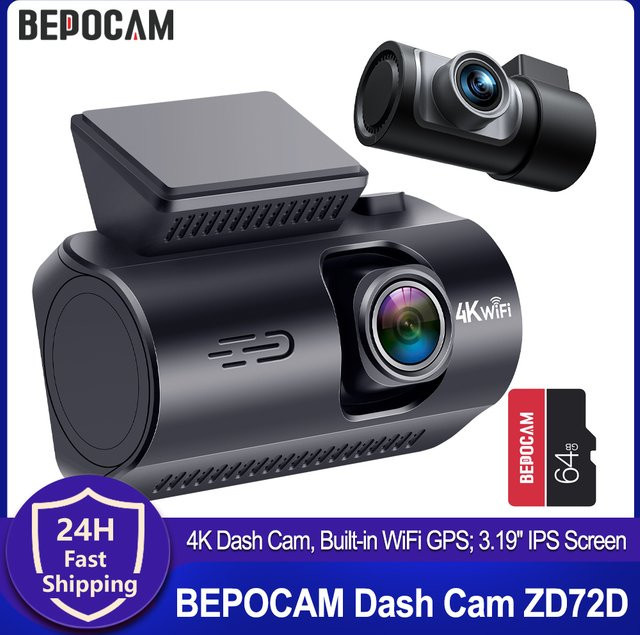 BEPOCAM 4K Dash Cam mit WiFi und GPS, schwarze Auto Dashcam mit 3,19 Zoll IPS Bildschirm, Nachtsicht und 24H Parkmodus DVR Video Recorder - Bild 1