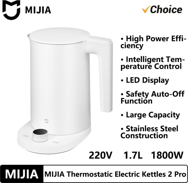 MIJIA Smart Electric Water Kettle 2 Pro Wasserkocher aus Edelstahl mit LED-Anzeige und intelligenter Temperaturregelung, Weiß - Bild 1