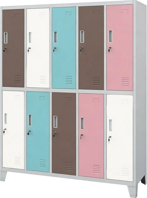 JAN NOWAK Arbeitsschutz-Kleiderschrank BARTEK, 10-türig, Pastellgrau, H: 172 cm, B: 136 cm, T: 45 cm - Bild 1