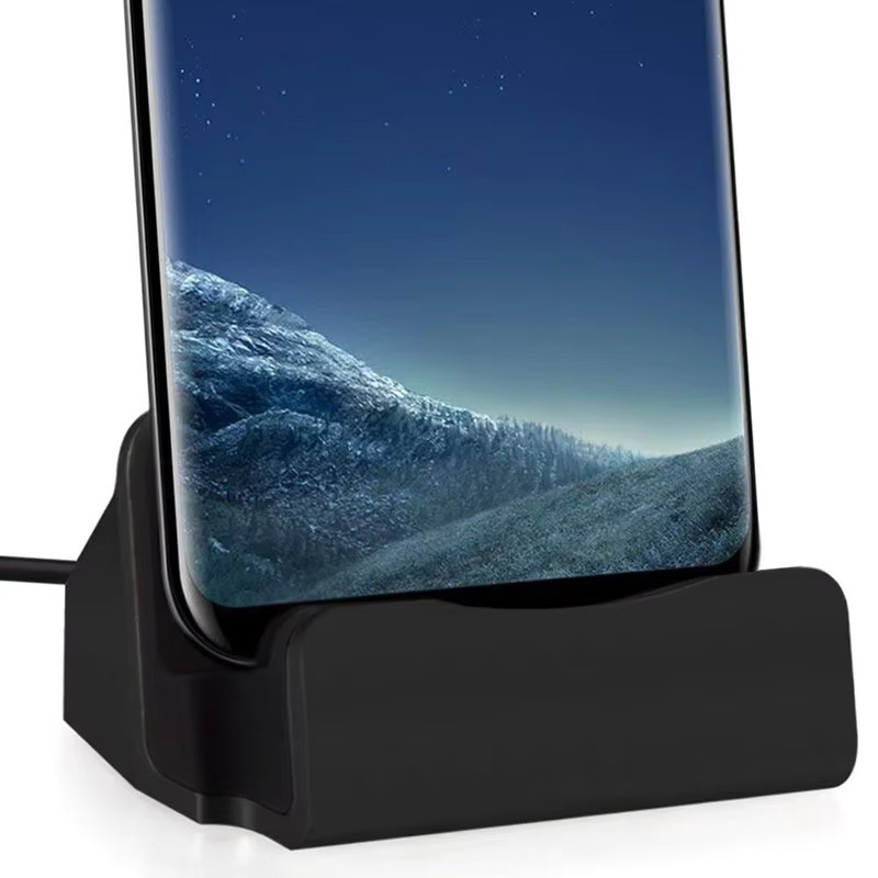 NMEGOU USB-C Ladestation und Smartphone Halterung in Schwarz für iPhone und Samsung Modelle - Bild 2