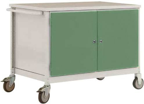 Manuflex TP1028.6011 Mobile Werkbank aus Stahl und Holz in Resedagrün (RAL 6011), B/T/H: 113,5 x 78,0 x 59,0 cm - Bild 1