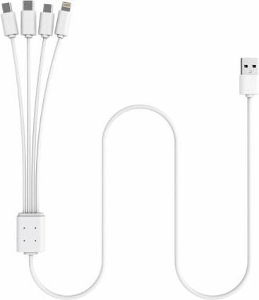 connect IT 4-in-1 USB-Ladekabel mit USB-C, Lightning und Micro-USB in Weiß, Länge: 1,5 m - Bild 1