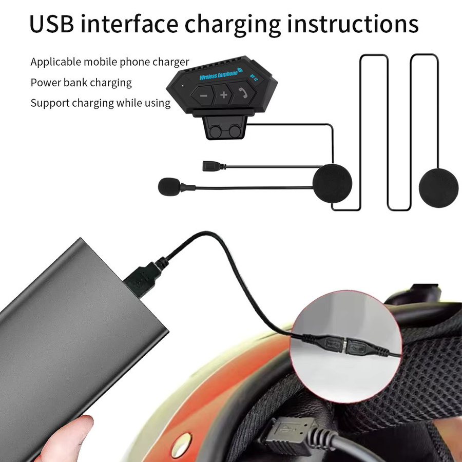 Kebidumei T2 Bluetooth 4.2 Motorrad Helm Headset Wireless Moto Stereo Interphone Freisprecheinrichtung in Schwarz - Bild 6