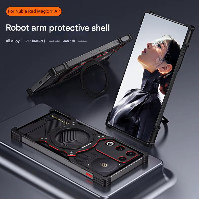 Magnetische Metall-Schutzhülle für ZTE Red Magic 11 Air und 10 Air mit Objektivschutz und Stoßfänger, Rahmenlose Hülle in Schwarz oder Blau - Bild 2