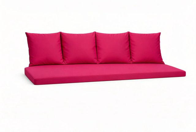 Setgarden Mix Bench Kissen Bankauflage für 3-Sitzer Bänke, Farbe: Rose, B/T: 180 x 50 cm, inklusive 4 Rückenpolster mit B/H: 50 x 56 cm - Bild 1