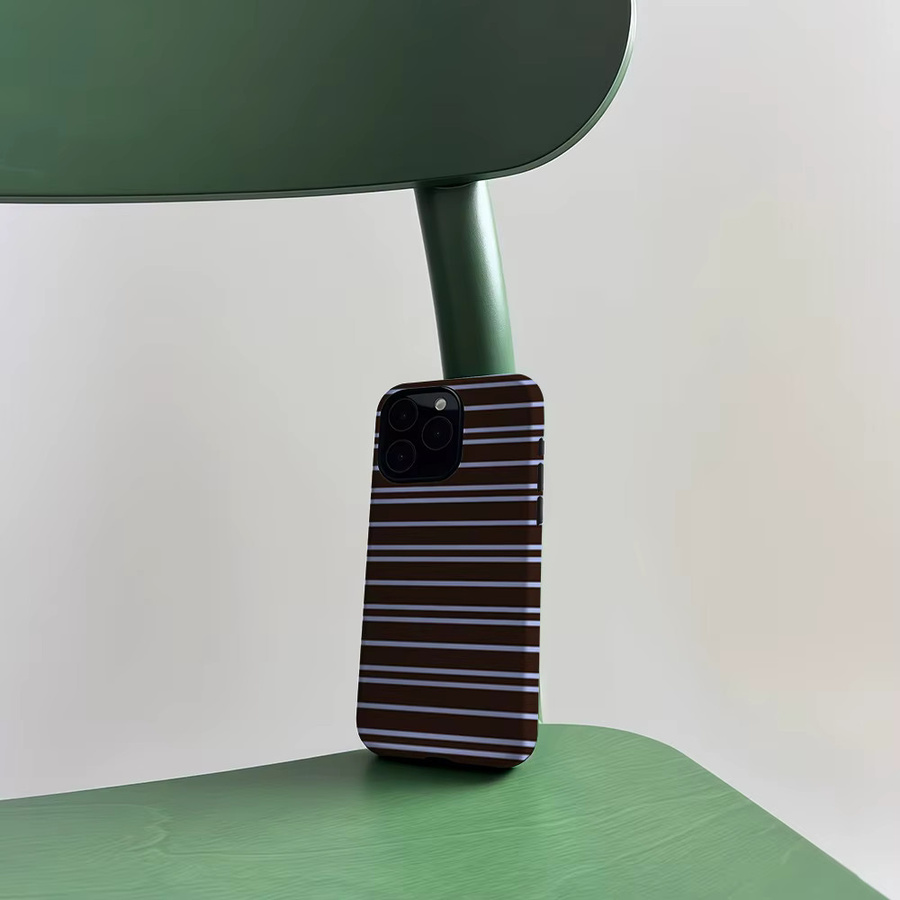 CaseLumi Matte Bumper MagSafe Schutzhülle für iPhone 17 16 15 14 13 Pro Max, stoßfeste PC Hülle, Braun Blau Gestreift - Bild 5