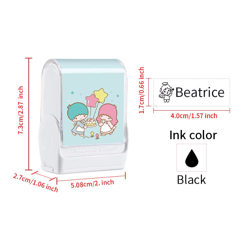 Personalisierter Namensstempel von Joytop mit Little Twin Stars Design zur Kennzeichnung von Schulmaterialien - Bild 2