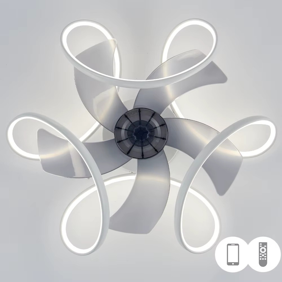 IRALAN Intelligenter Deckenventilator mit LED-Lichtsteuerung in Weiß, 6 Geschwindigkeitsstufen und Timer, moderne Deckenlampe für Zuhause und Büro - Bild 2