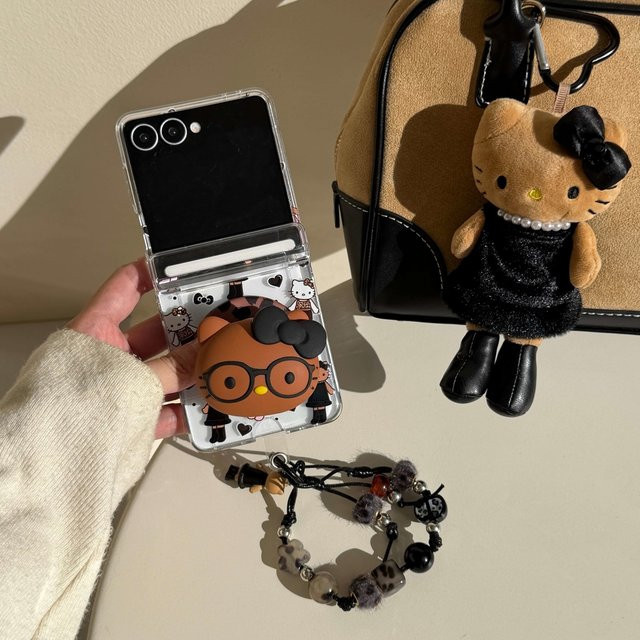 Sanrio Hello Kitty Handyhülle mit magnetischem MagSafe Wireless Charge Kartenetui für Samsung Galaxy Z Flip 7, Z Flip 6 und Z Flip 5, transparent - Bild 1