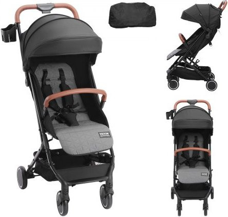 VEVOR Buggy Kinderwagen für Neugeborene und Kleinkinder, Schwarz, mit verstellbarer Rückenlehne und Fußstütze, One-Click-Faltfunktion, inklusive Getränkehalter und Tragetasche - Bild 1
