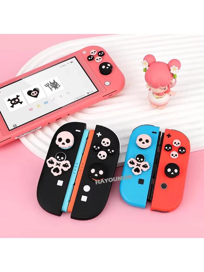 Hayoumon Silikon D-Pad-Tastenset und ABXY-Tasten-Aufkleber mit Daumengriff-Kappen für Nintendo Switch, Switch OLED und Switch Lite JoyCon, Multicolor - Bild 6