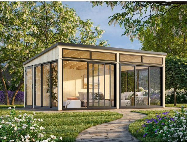 Palmako Gartenhaus Saga Slide Plus aus Fichtenholz mit Pultdach in Natur, B/T: 582 x 420 cm - Bild 1
