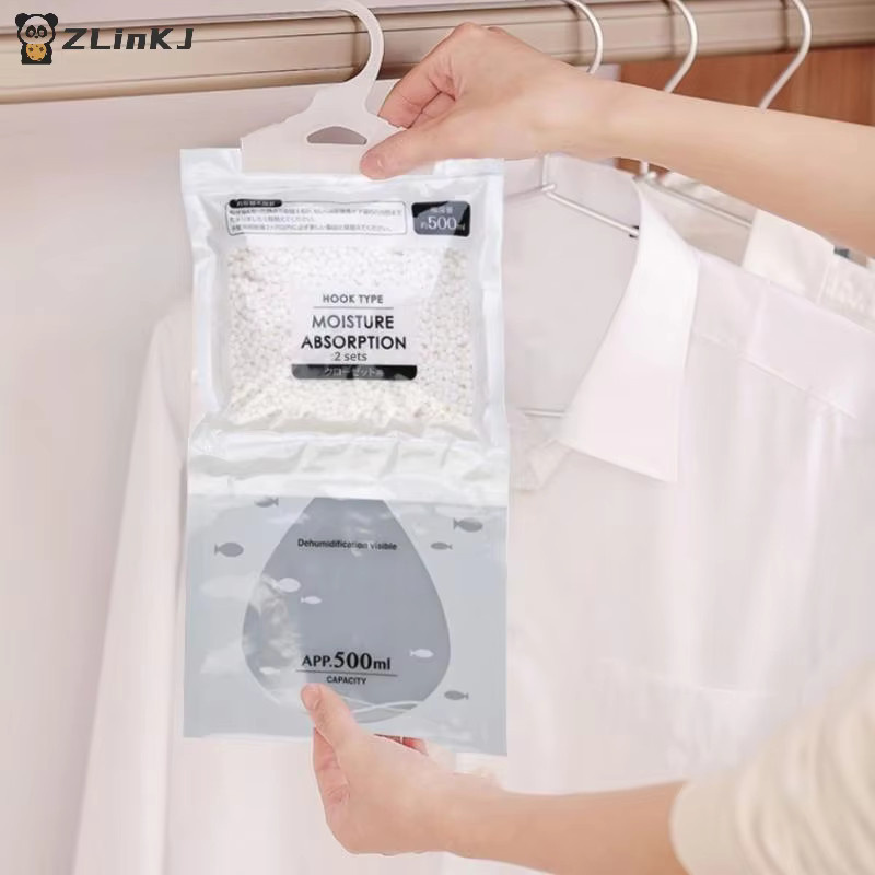 HUXUAN Feuchtigkeitsabsorber zum Aufhängen, Kleidungs-Entfeuchter und Trockenbeutel für den Schrank, 50 g pro Stück, grün und transparent - Bild 2