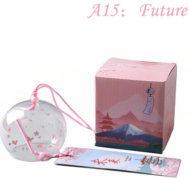 Handgefertigte japanische Glas-Furin-Windglocke von Binchi Outdoor Product mit Kirschblüten-Design in Transparent - Bild 1
