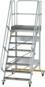 Günzburger Aluminium-Plattformtreppe fahrbar mit 8 Stufen, 60 Grad, Farbe Silber - Bild 1