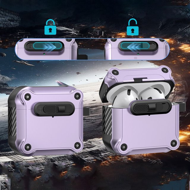 Stoßfeste Schutzhülle DO AS YOU WISH für Apple AirPods 4 3 1 2 und AirPods Pro 2 in Lila - Bild 1