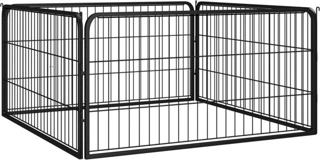 vidaXL 4-teiliger Hundelaufstall aus Stahl in Schwarz matt, B/T: 100 x 50 cm - Bild 1