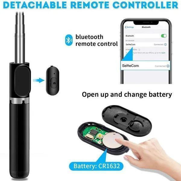 YJSTY 6-in-1 Selfie Stick mit Bluetooth Fernbedienung und Fülllicht sowie Smartphone-Halterung in Rosa - Bild 4