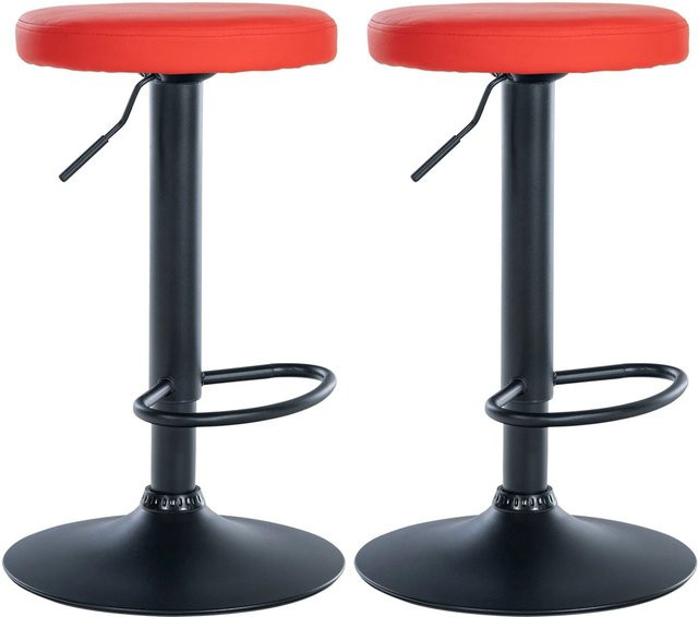 DELUKE 2er Set Barhocker KAZON aus Kunstleder in Rot und Schwarz, höhenverstellbar und drehbar, B/T/H: 38,5 x 38,5 x 60 cm - Bild 1