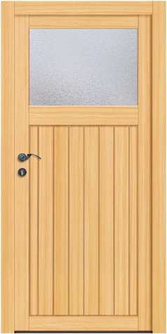 RORO Nebeneingangstür Regensburg aus Holz in Braun mit Glaseinsatz, B: 98 cm, H: 198 cm - Bild 1