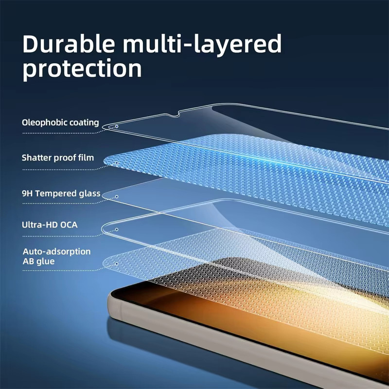 2er-Pack Displayschutzglas mit Fingerabdruck-Scan für Samsung Galaxy S25 S24 S23 S22 S21 Serie und S25 Ultra Kameraschutz in Transparent - Bild 3