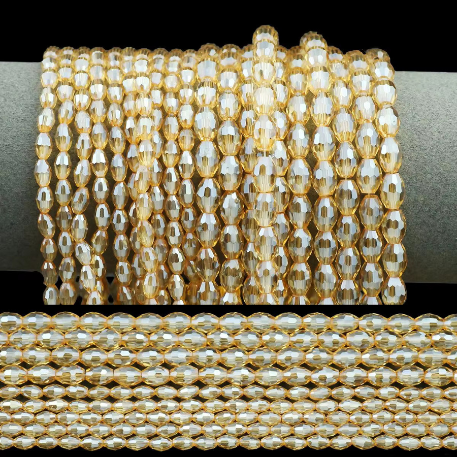 Perlen Glas, Kristall, Gold, 4x6/6x8mm - Bild 5