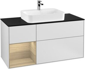 V&B Waschtischunterschrank Finion mit offenem Regal links, Weiß lackiert, Breite: 120 cm, Tiefe: 50,1 cm, Höhe: 50,1 cm - Bild 1